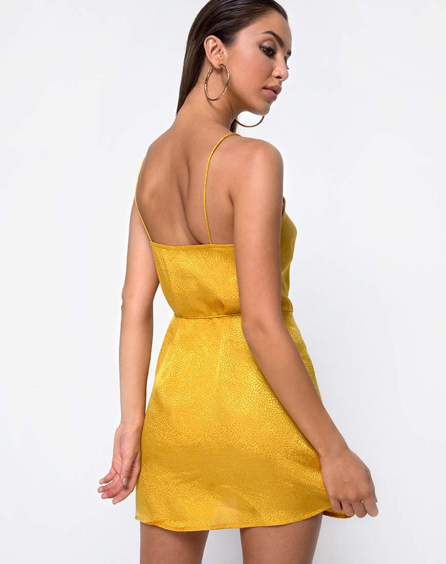 Image of Furia Slip Dress in Satin Mustard