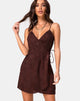 Image of Furiosa Wrap Dress in Satin Rose Cocoa