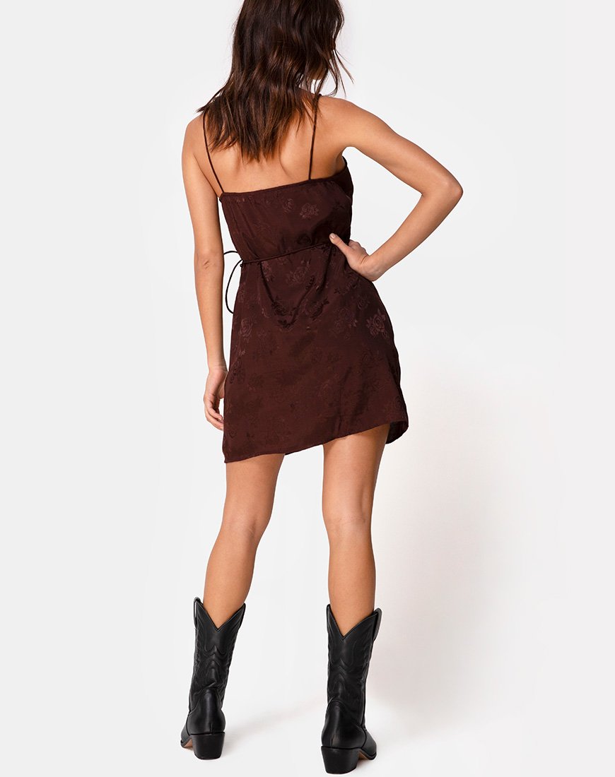 Image of Furiosa Wrap Dress in Satin Rose Cocoa