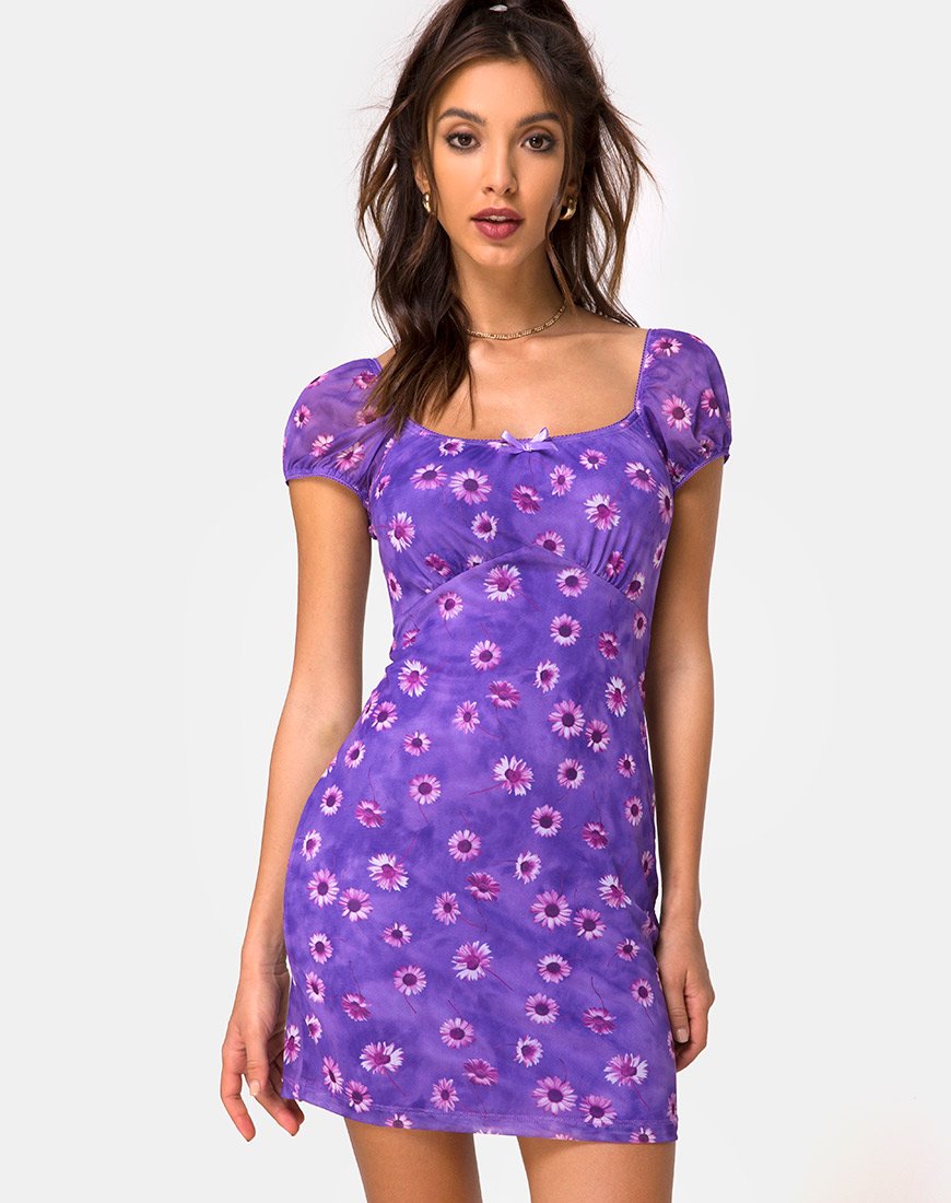 Image of Galot Mini Dress in Daisy Daze Purple