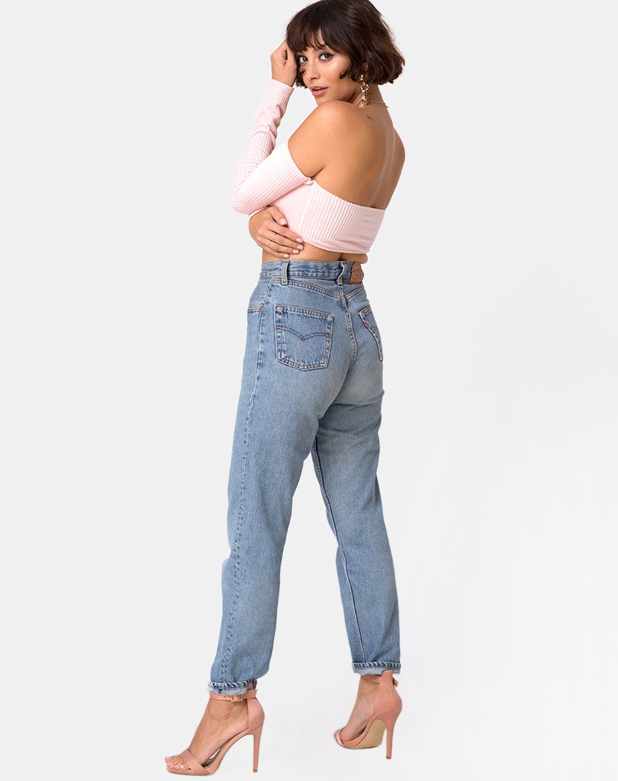 Image of Ganis Long Sleeve Crop Top in Fluffy Knit Candy