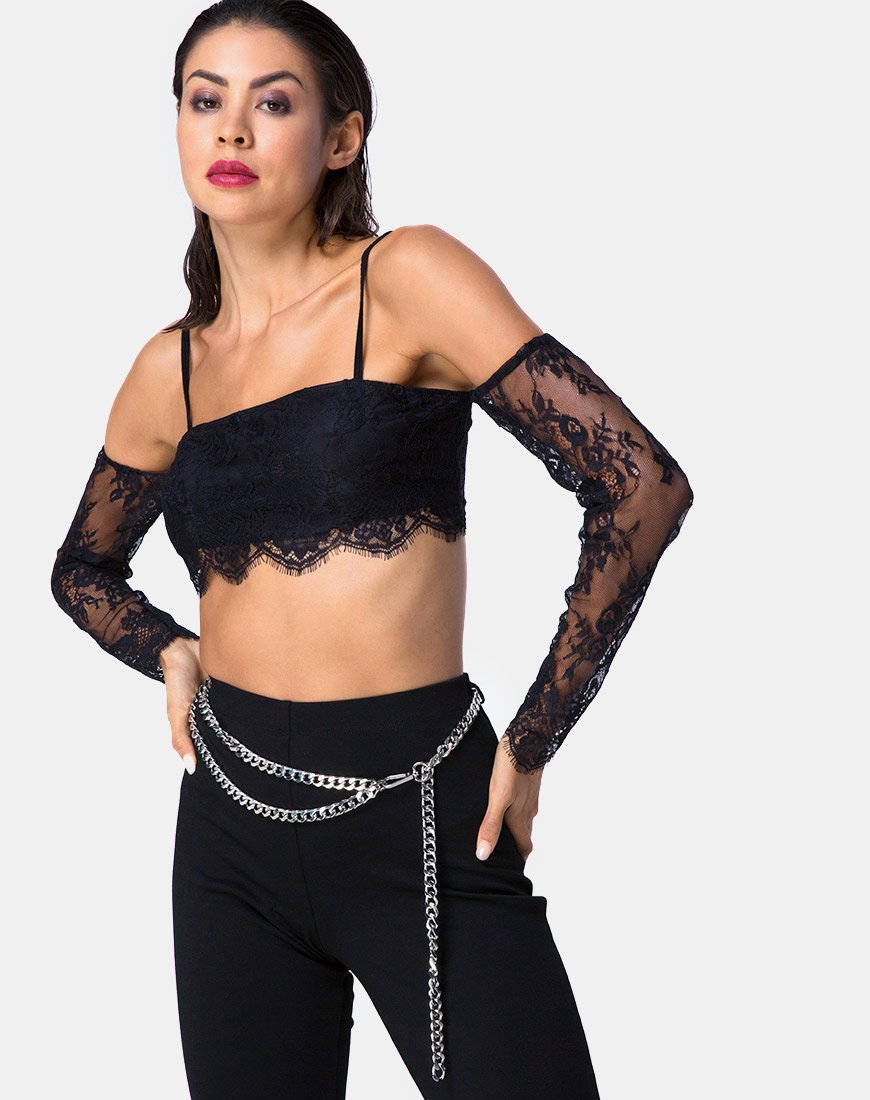 Geazy Bralette Top in Lace Black
