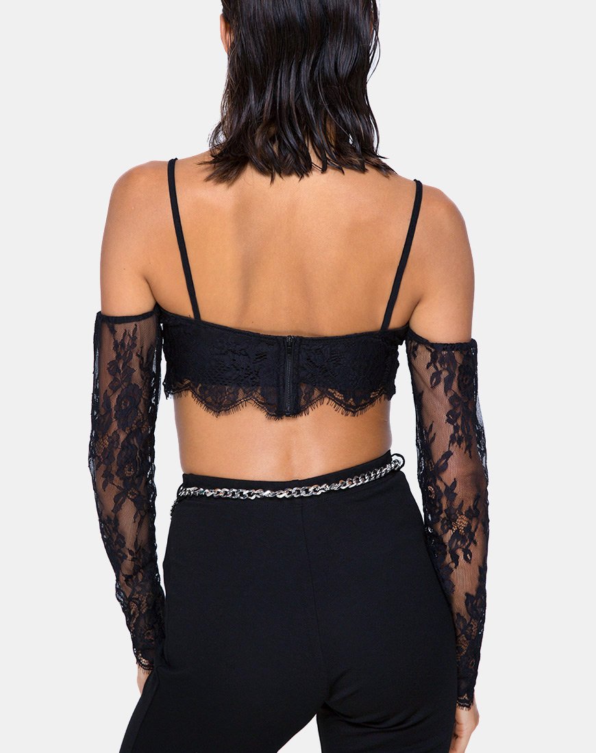 Geazy Bralette Top in Lace Black