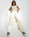 Image of Motel X Barbara Kristoffersen Tonal Panel Parallel Jeans in White and Ecru