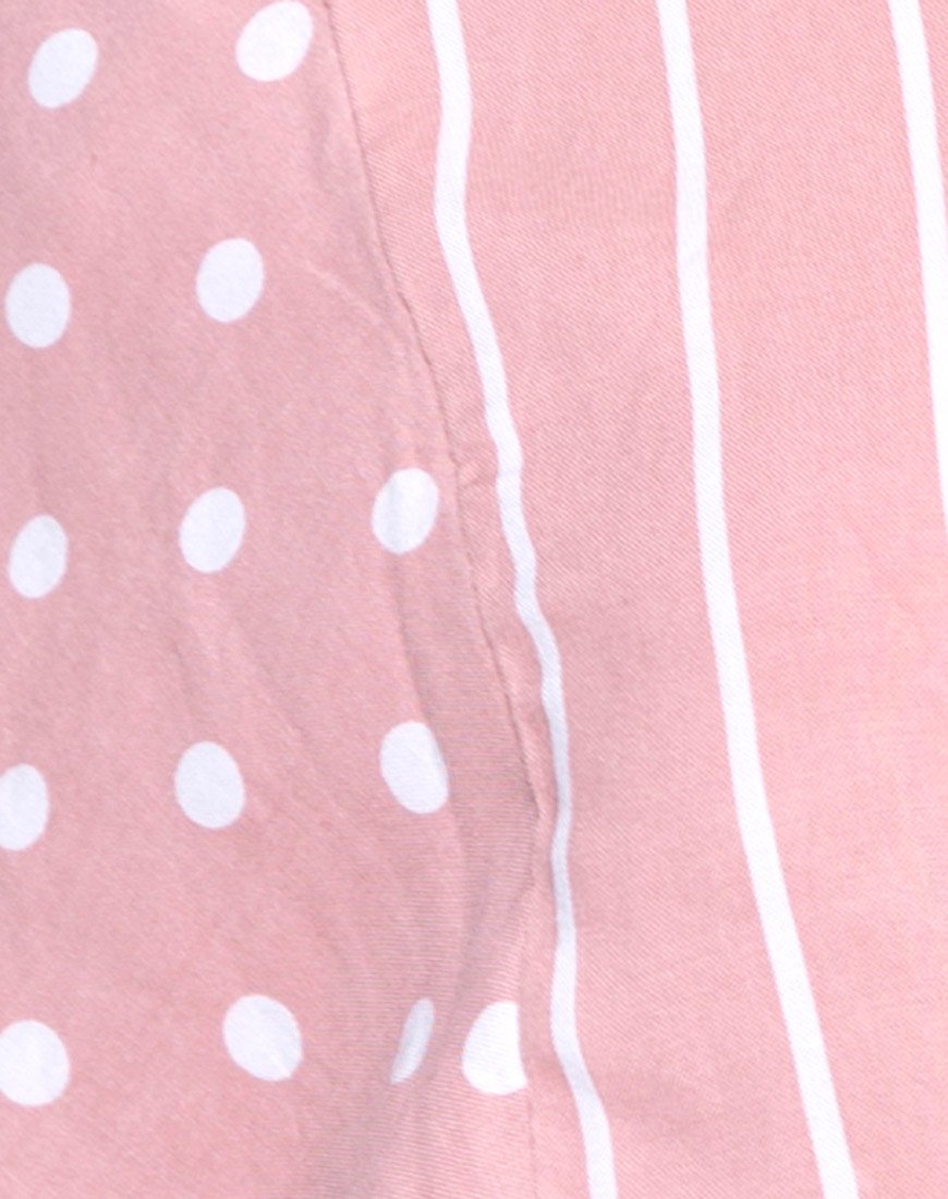 Image of Gios Wrap Top in Spot Stripe Pink and White
