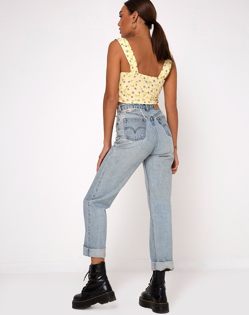 Image of Gladis Vest Crop Top in Wild Flower Lemon Drop