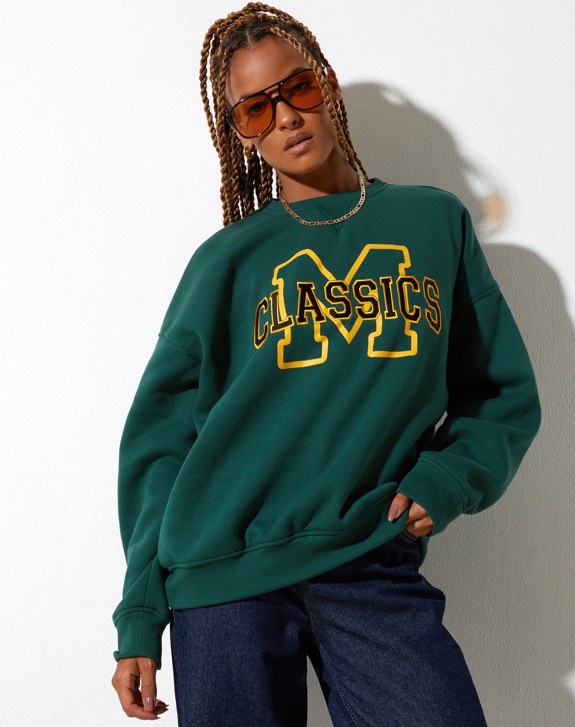 Forest green hotsell crew neck sweater