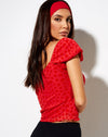 Image of Glasty Crop Top in Red Mesh Red Heart Flock