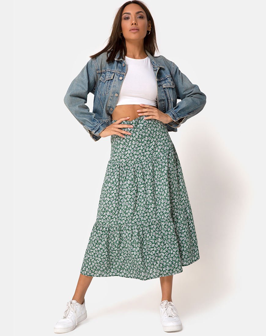 Image of Gleas Skirt in Floral Bloom Green