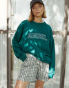 Image of Glo Sweatshirt in Bottle Green with Angel Embro in White