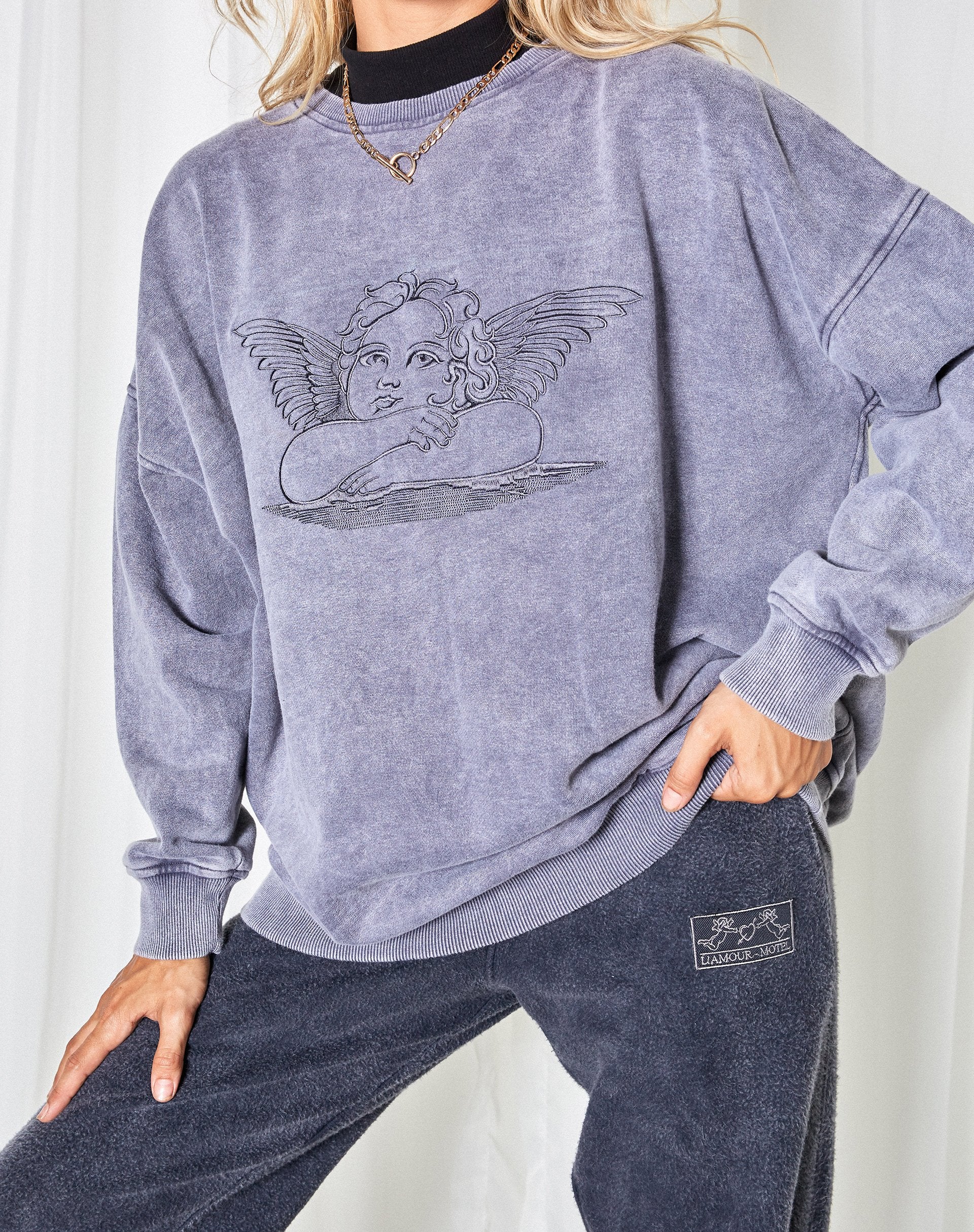 Image of Glo Sweatshirt in Charcoal Wash Angelo Embro