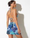 image of Godiva Mini Skirt in Abstract Floral Blue