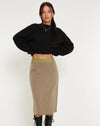 image of Golda Midi Skirt in Satin Avocado