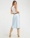 image of Goya Midi Skirt in Satin Ice Blue