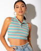 Image of Raco Crop Top in Rib Green Purple and Yellow