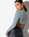 Image of Luene Crop Top in Dark Green Light Green and White