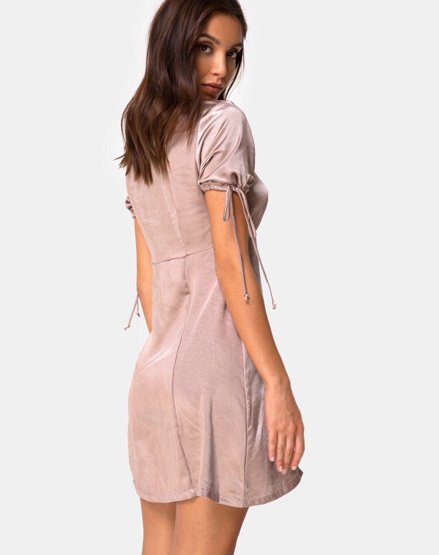 Guenette Dress in Satin Taupe