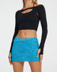 image of Guida Mini Skirt in Mixed Animal Flock Blue