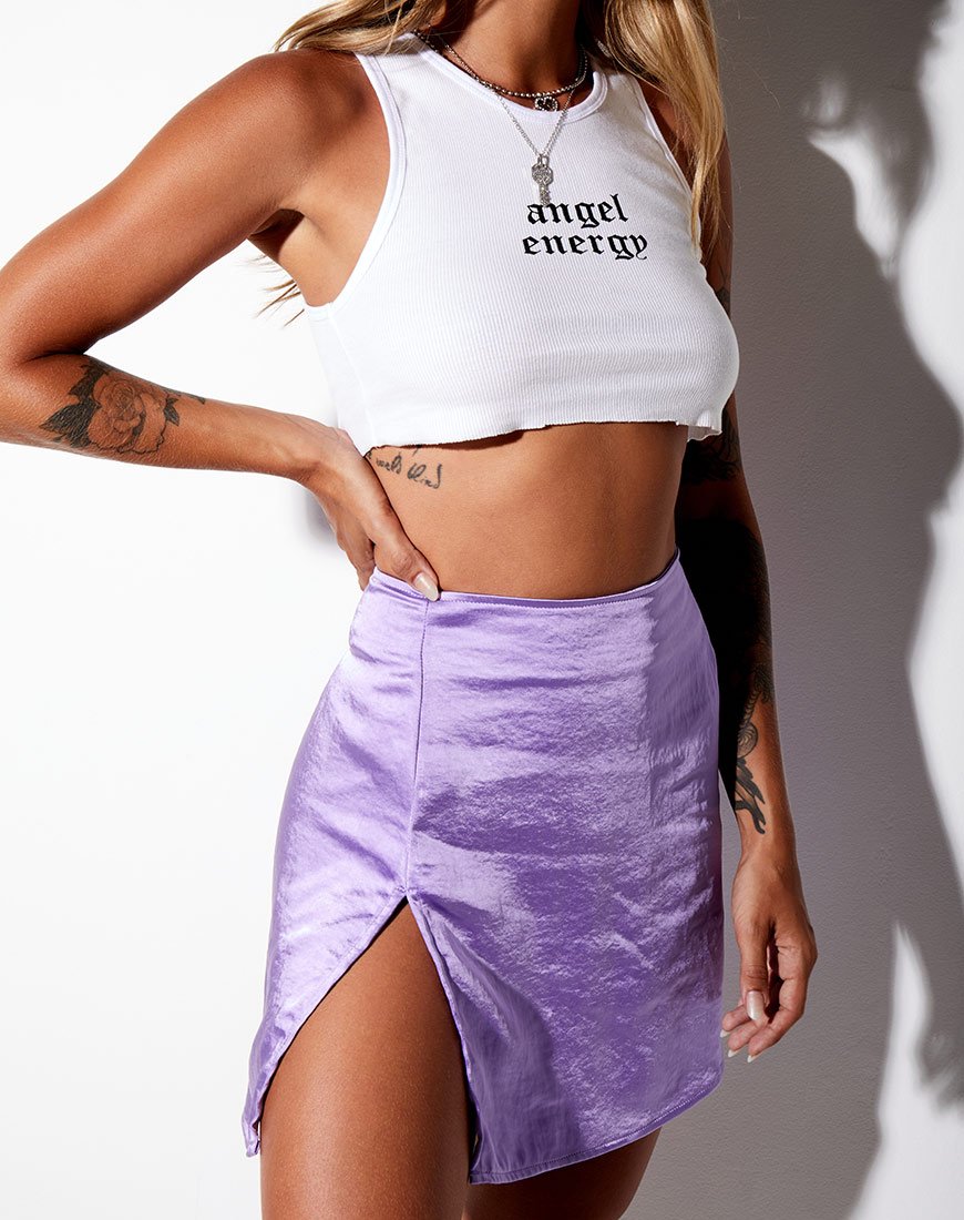 Lilac satin mini clearance skirt