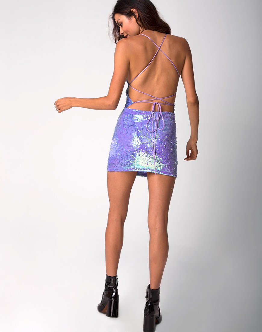 motel rocks purple sequin dress Ranum Bodycon Dress in Slinky Glitter Dark Purple