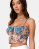 Image of Hema Top in Jungle Flower Blue and Cream