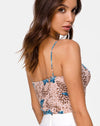 Image of Hema Top in Jungle Flower Blue and Cream