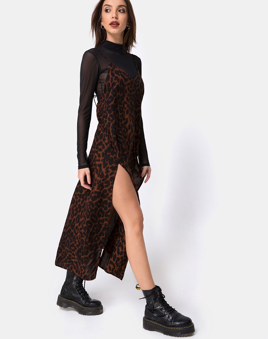 Hime Maxi Dress in Oversize Jaguar Brown