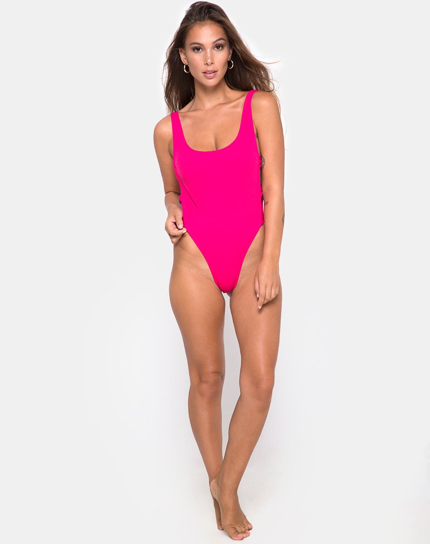 Image of Hoalo Swimsuit in Mini Rib Fushcia