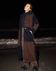 Image of Humus Teddy Coat in Panelled Chocolate and Black