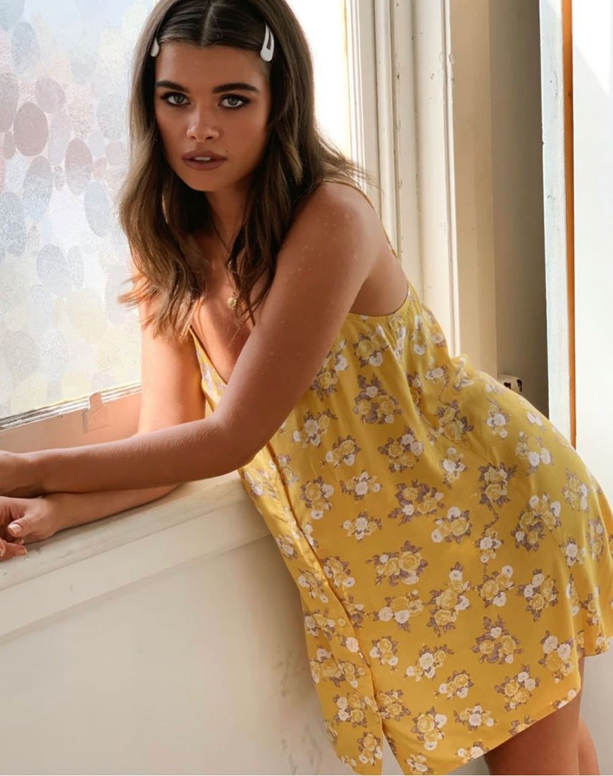 Strappy Yellow Floral Slip Dress Strappy Yellow Floral Slip Dress