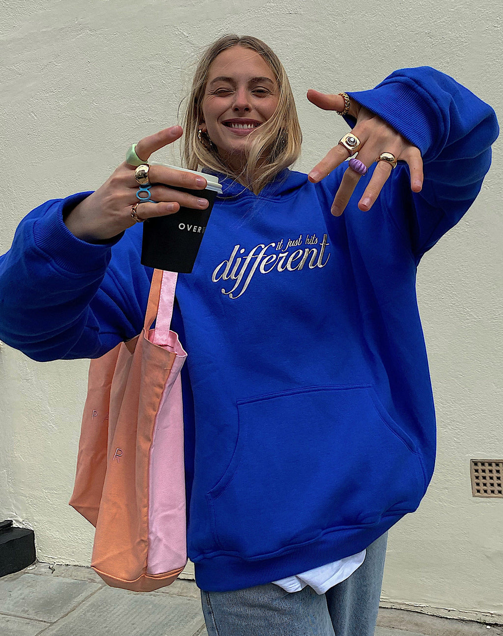 Oversize Hoodie in Cobalt It Just Hits Different Embro