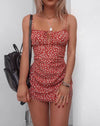 Image of Kumala Slip Dress in Ditsy Rose Red and Silver