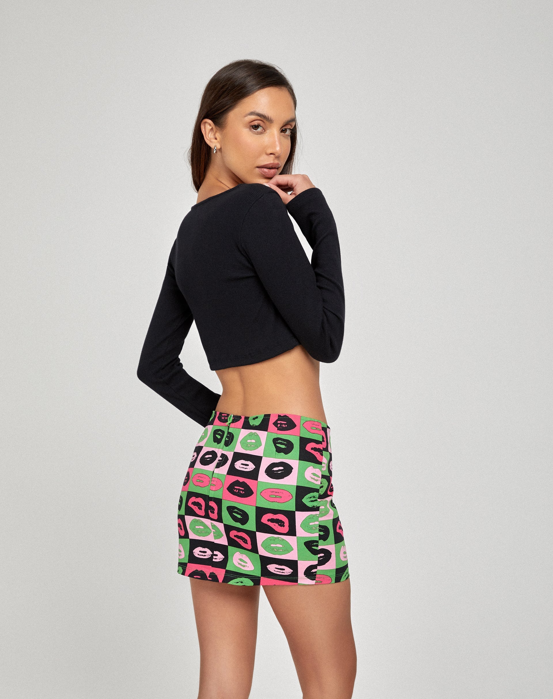High Waist Printed Y2K Mini Skirt | Ina – motelrocks-com-eur