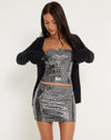 image of Ina Mini Skirt in Silver Shimmer