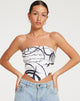 image of Irvana Bandeau Top in Mono Doodle Black and White