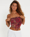 image of Iryas Bandeau Top in Abstract Paisley Red
