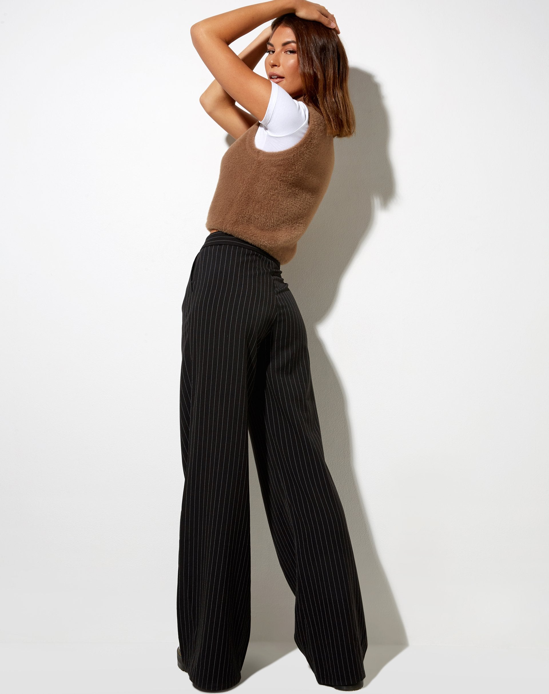 Image of Ivo Flare Trouser in Pinstripe Black
