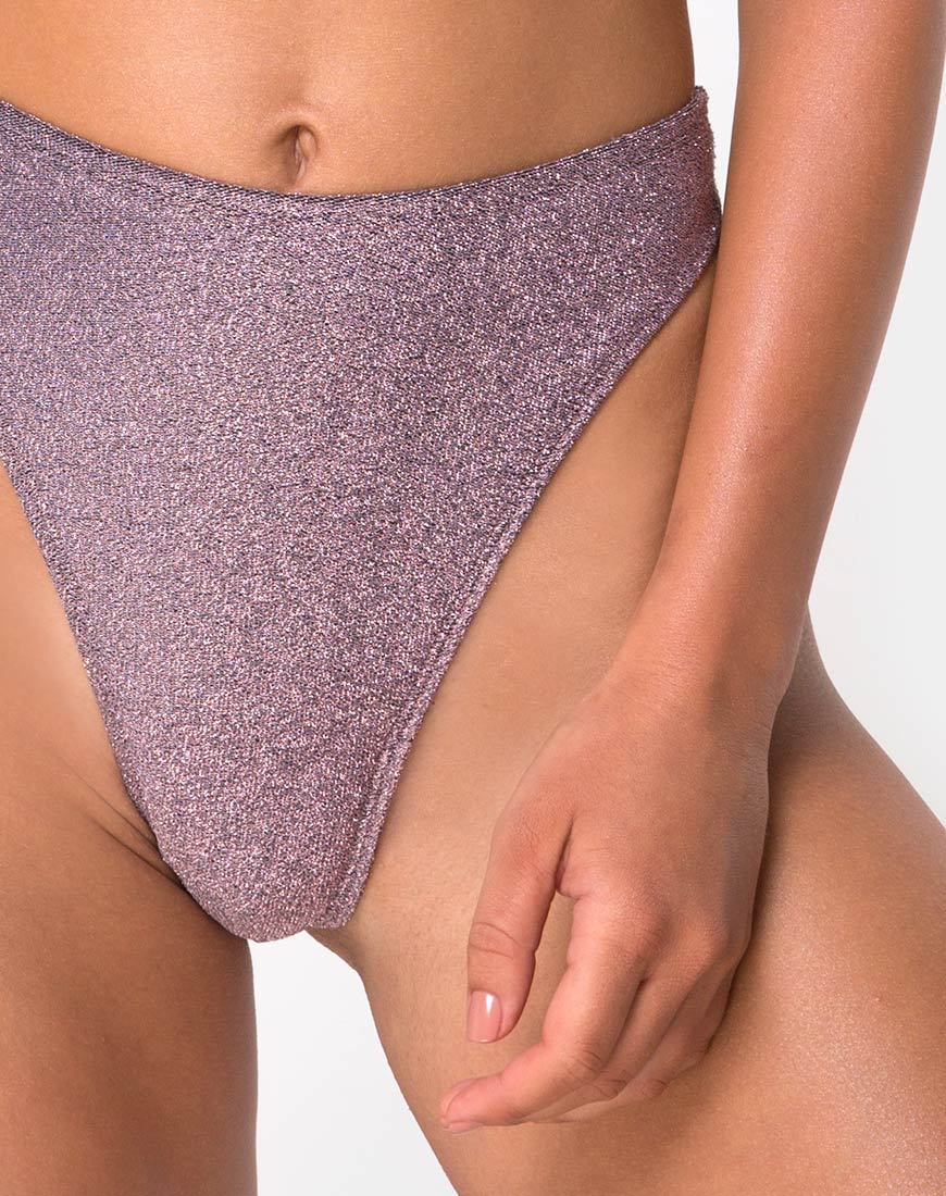 Image of Izarla High Waisted Bikini Bottom in Gunmetal Glitter