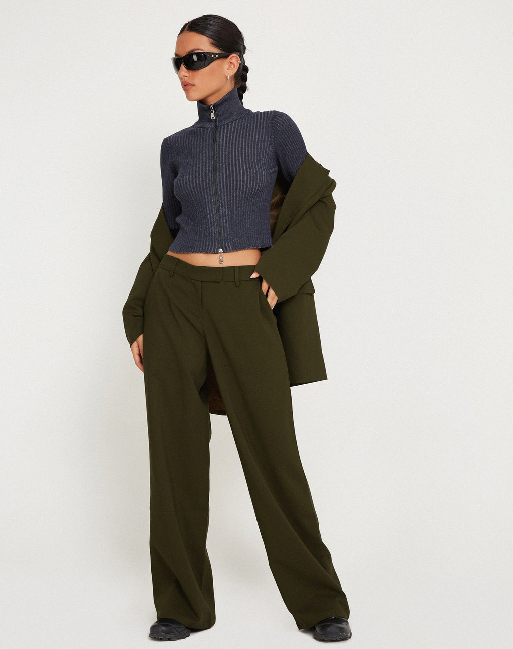 Jabba Wide Leg Trouser in Dark Khaki