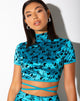 Image of Jacki Crop Top in Butterfly Bloom Blue