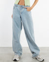 image of Low Rise Parallel Jeans in Light Wash Blue