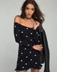 Image of Jazzie Off the Shoulder Dress in Polkadot Black and White