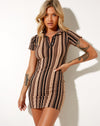 Image of Jeeves Mini Dress in Mix Stripe Brown