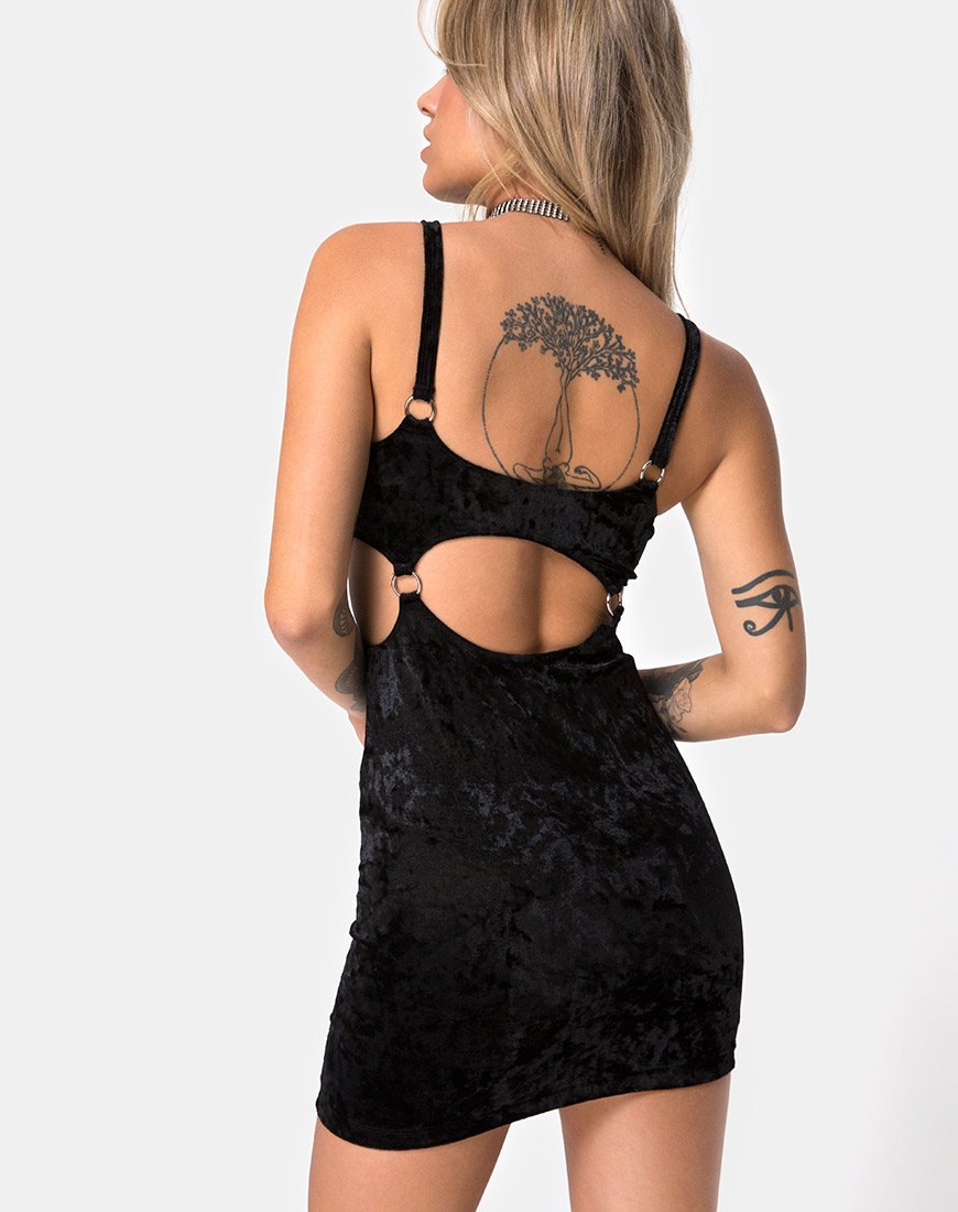 Image of Jezabel Dress in Black Crushed Velvet