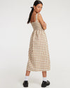 image of Jocasta Midi Dress in Yellow and Brown Check