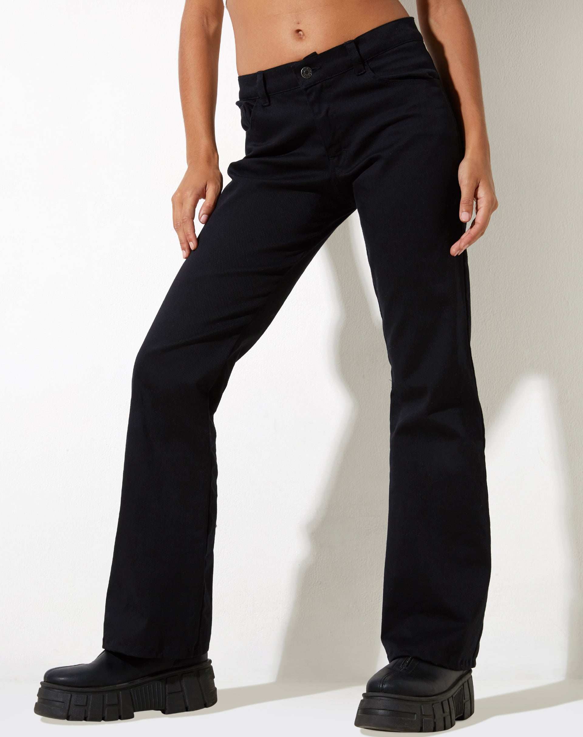 image of Jopan Flare Trouser in Twill Black