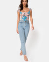 Image of Kalina Bodice in Jungle Flower Blue and Cream