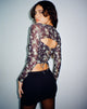 image of Kalula Long Sleeve Crop Top in Pretty Floral Green