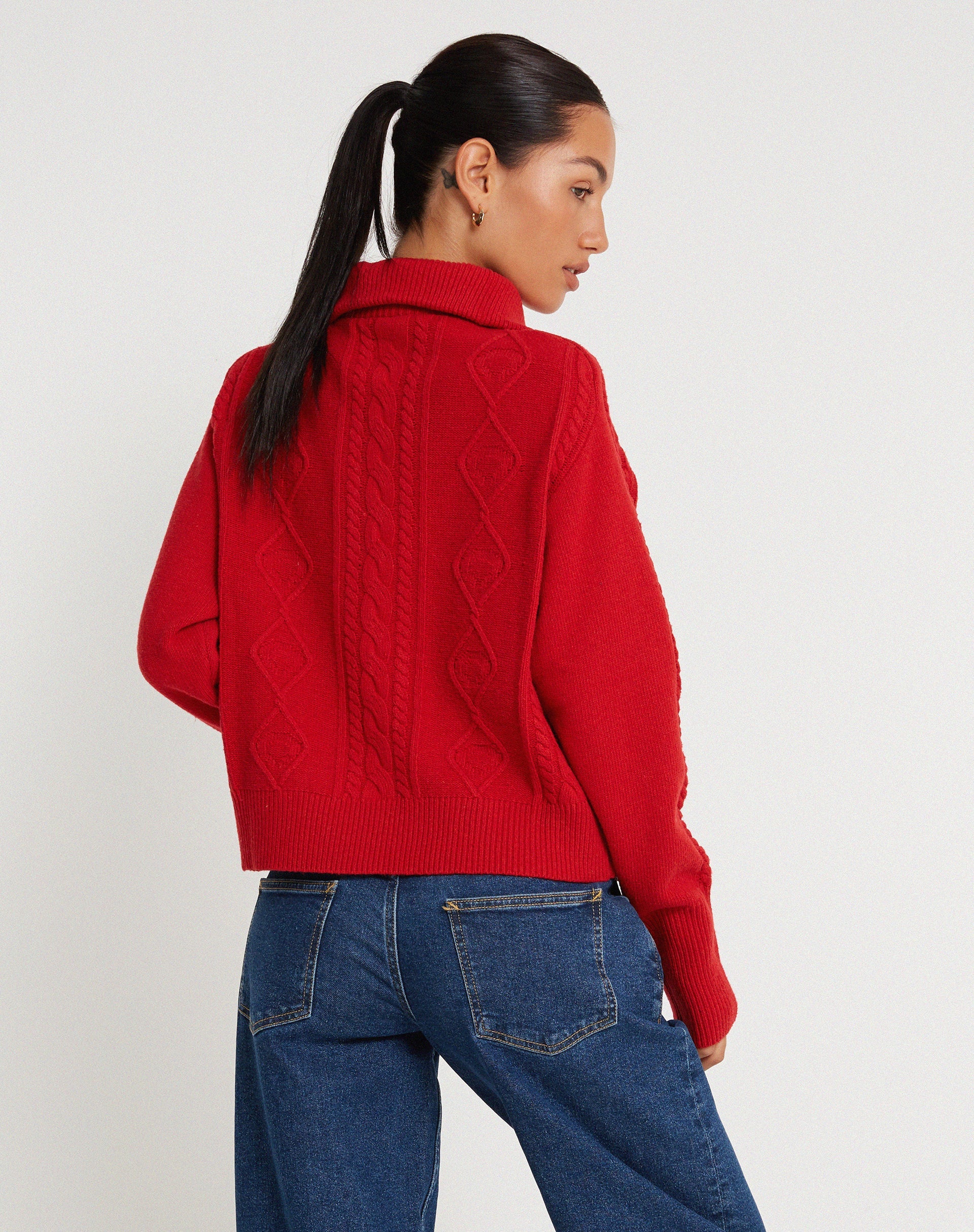 Red hot sale knitted jumper