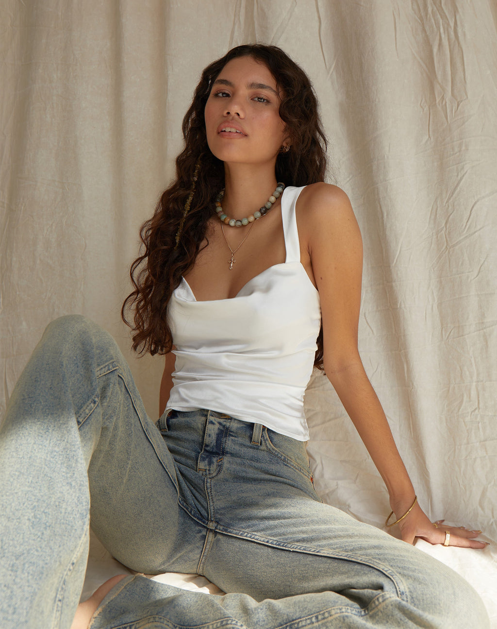 Kanaya Top in Satin Ivory